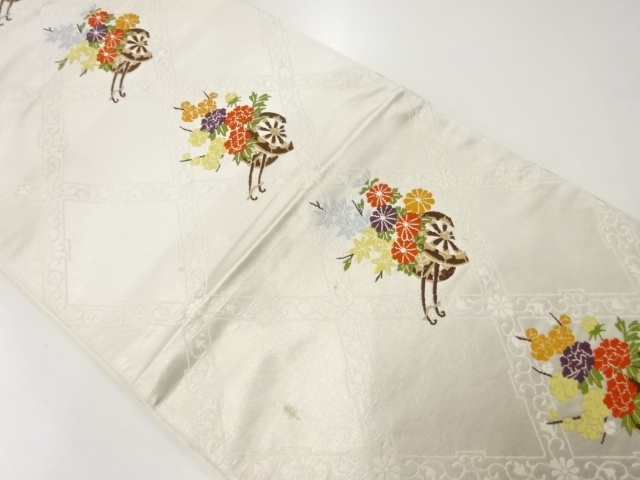 アンティーク　襷に花車模様織出し袋帯（材料）